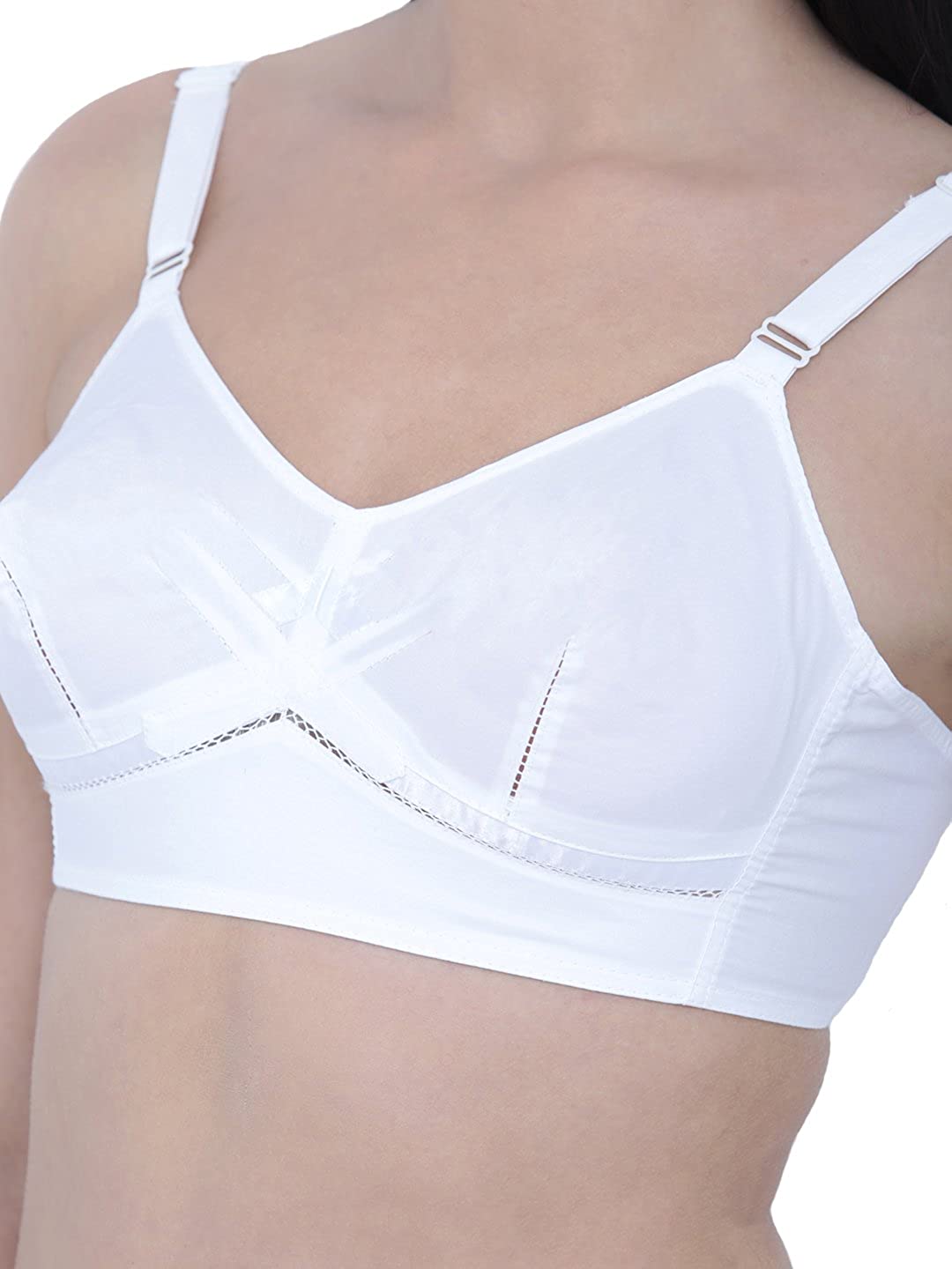 Buy Libertina - Dolcevita White Colour Non Padded Comfortable, Skin  Friendly Regular Women Cotton Bra with Cotton Strap - Pack of 2 at