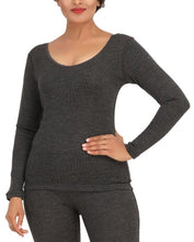 Load image into Gallery viewer, Monte Carlo Pure New Merino Wool Machine Washable 3/4 Sleeves Round Neck Thermal for Women Black Color romanonx.com 

