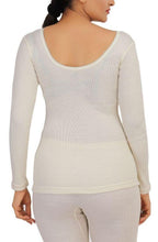 Load image into Gallery viewer, Monte Carlo Pure New Merino Wool Machine Washable 3/4 Sleeves Round Neck Thermal for Women Off White Color romanonx.com 
