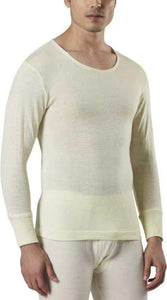 Monte Carlo Pure New Merino Wool Machine Washable Full Sleeves Round Neck Thermal for Men Off White Color romanonx.com 