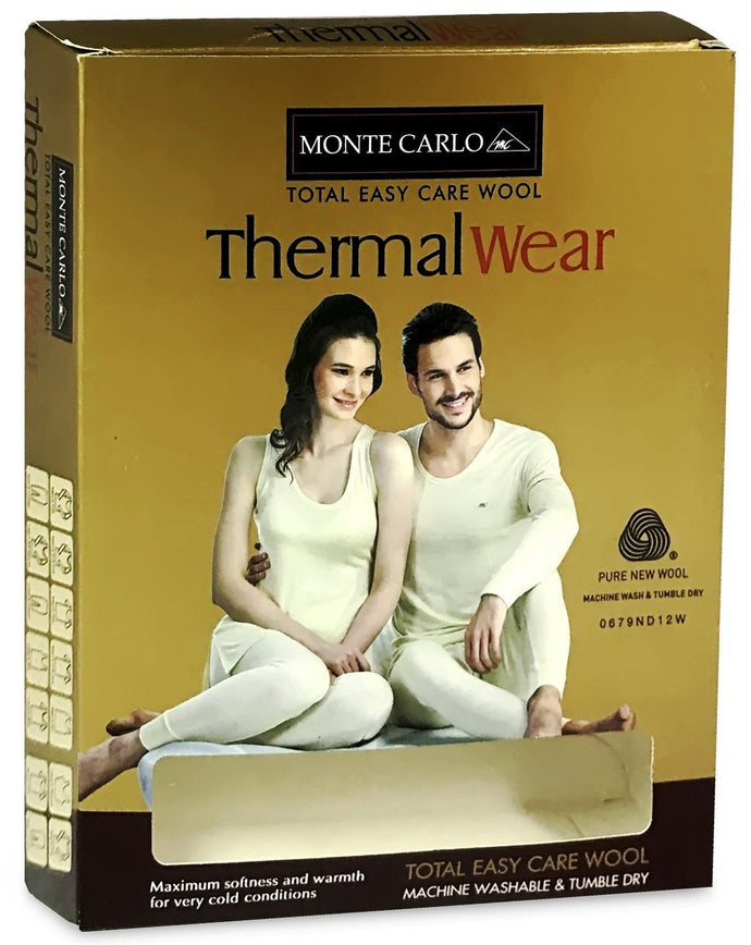 Monte Carlo Pure New Merino Wool Machine Washable Thermal for Men & Women Off White romanonx.com 