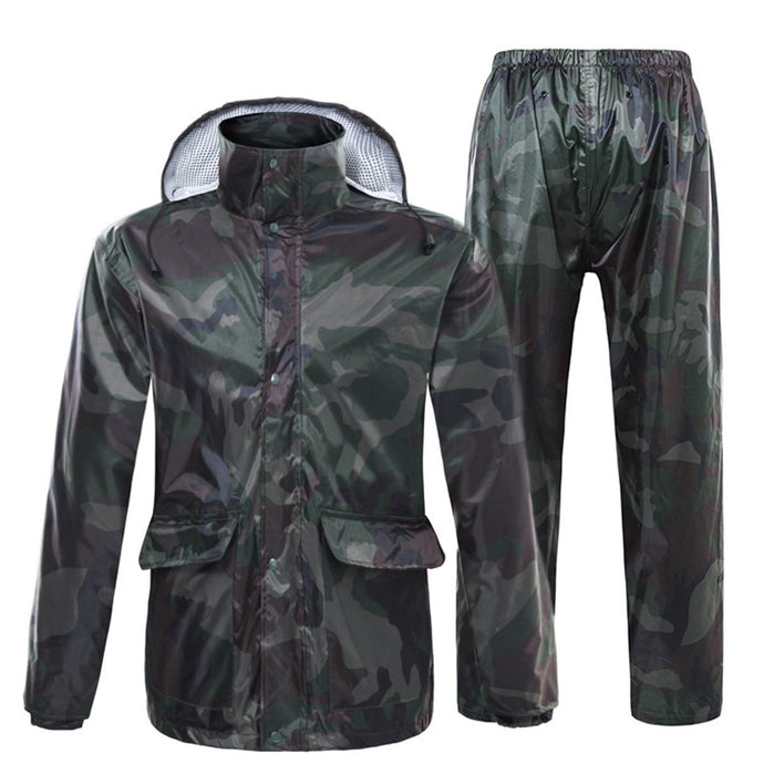 Romano nx 100% Waterproof Camouflage Rain Coat Men Heavy Duty Double Layer Hooded with Jacket and Pant in a Storage Bag romanonx.com 