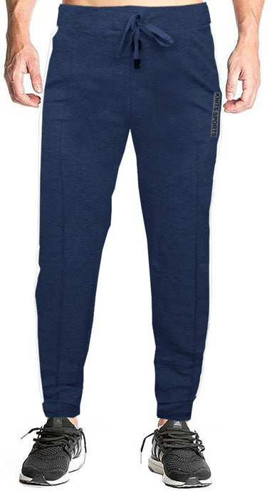 Romano nx Men's 100% Cotton Joggers Trackpants with Two Side Zipper Pockets in 4 Colors romanonx.com Medium Navy Blue Melange 