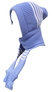 Romano nx Men's 2-in-1 Wool Muffler Cap in 16 Colors romanonx.com Light Blue Stripe 