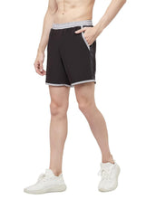 Load image into Gallery viewer, Romano nx Men&#39;s Black 7 inch Dry Fit Sports Running Reflective Shorts with 2 Side Pockets and Zipper Back Pocket romanonx.com 
