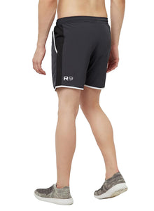Romano nx Men's Dark Grey 7 inch Dry Fit Sports Running Reflective Shorts with 2 Side Pockets and Zipper Back Pocket romanonx.com 