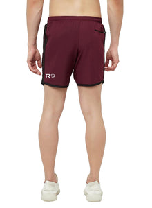 Romano nx Men's Maroon 7 inch Dry Fit Sports Running Reflective Shorts with 2 Side Pockets and Zipper Back Pocket romanonx.com 