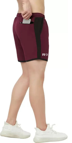 Romano nx Men's Maroon 7 inch Dry Fit Sports Running Reflective Shorts with 2 Side Pockets and Zipper Back Pocket romanonx.com 