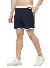 Load image into Gallery viewer, Romano nx Men&#39;s Navy Blue 7 inch Dry Fit Sports Running Reflective Shorts with 2 Side Pockets and Zipper Back Pocket romanonx.com 
