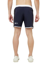 Load image into Gallery viewer, Romano nx Men&#39;s Navy Blue 7 inch Dry Fit Sports Running Reflective Shorts with 2 Side Pockets and Zipper Back Pocket romanonx.com 

