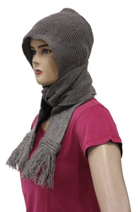 Romano nx Women's Winter Grey Wool Cap With Scarf Attached Apparel Romano 